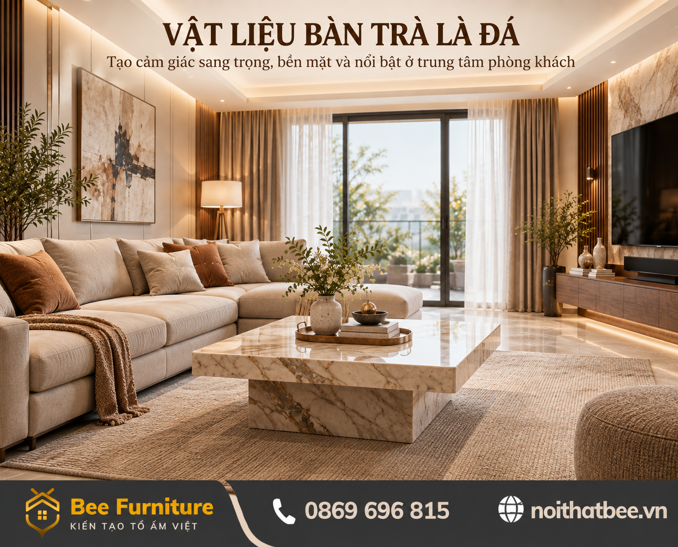 Vật liệu bàn trà là Đá