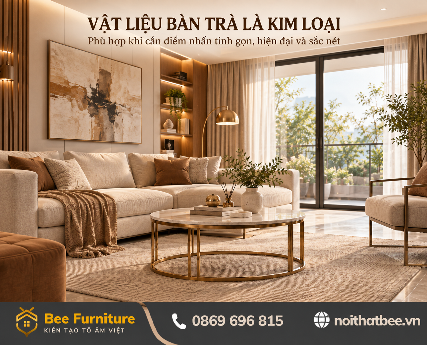 Vật liệu bàn trà là Kim loại