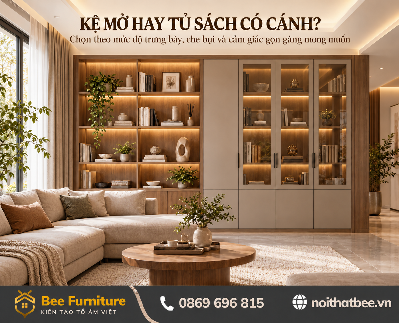 Kệ mở hay tủ sách có cánh?