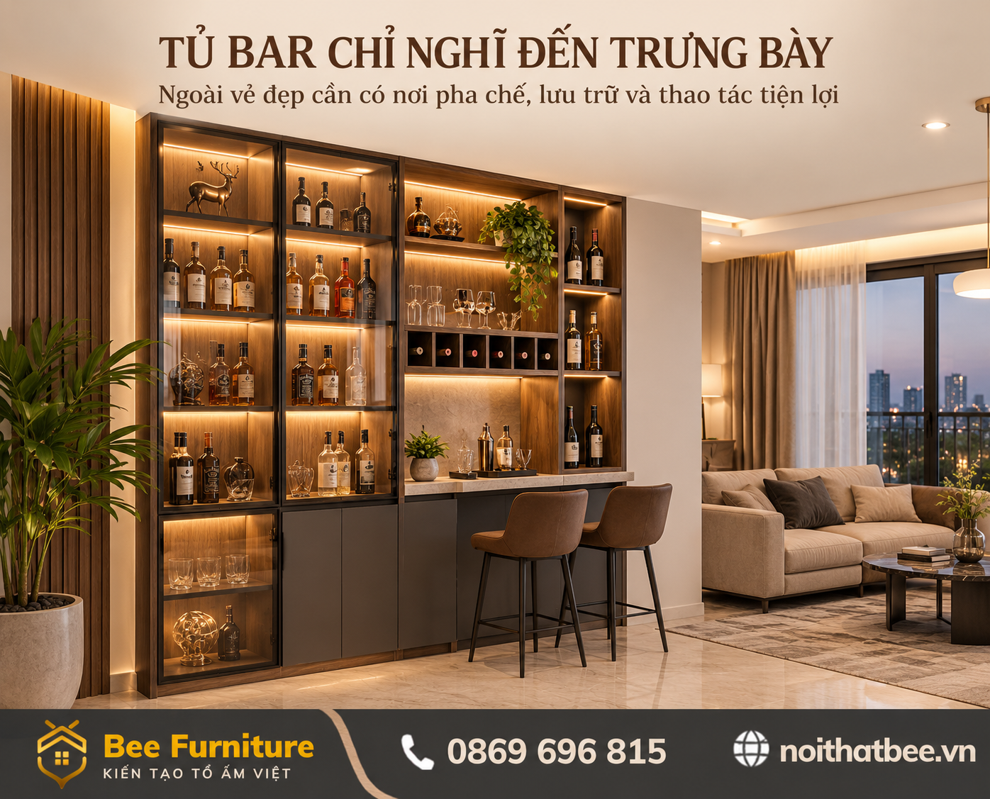 Tủ bar chỉ nghĩ đến trưng bày