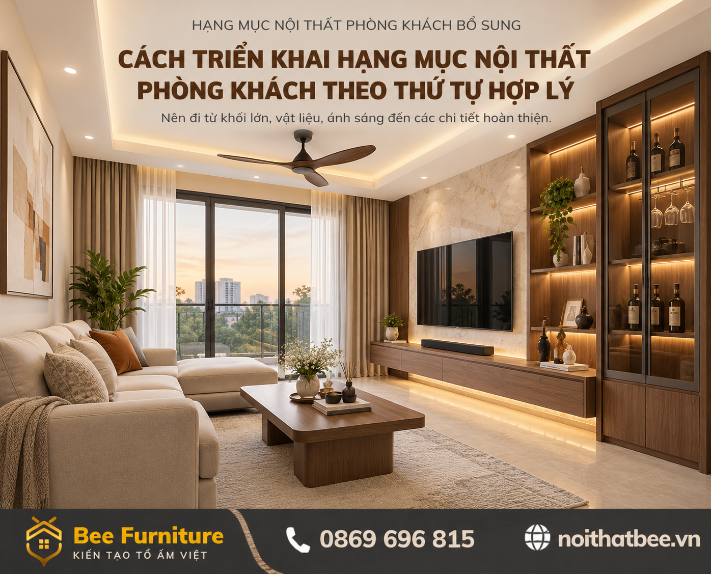 Cách triển khai hạng mục nội thất phòng khách theo thứ tự hợp lý