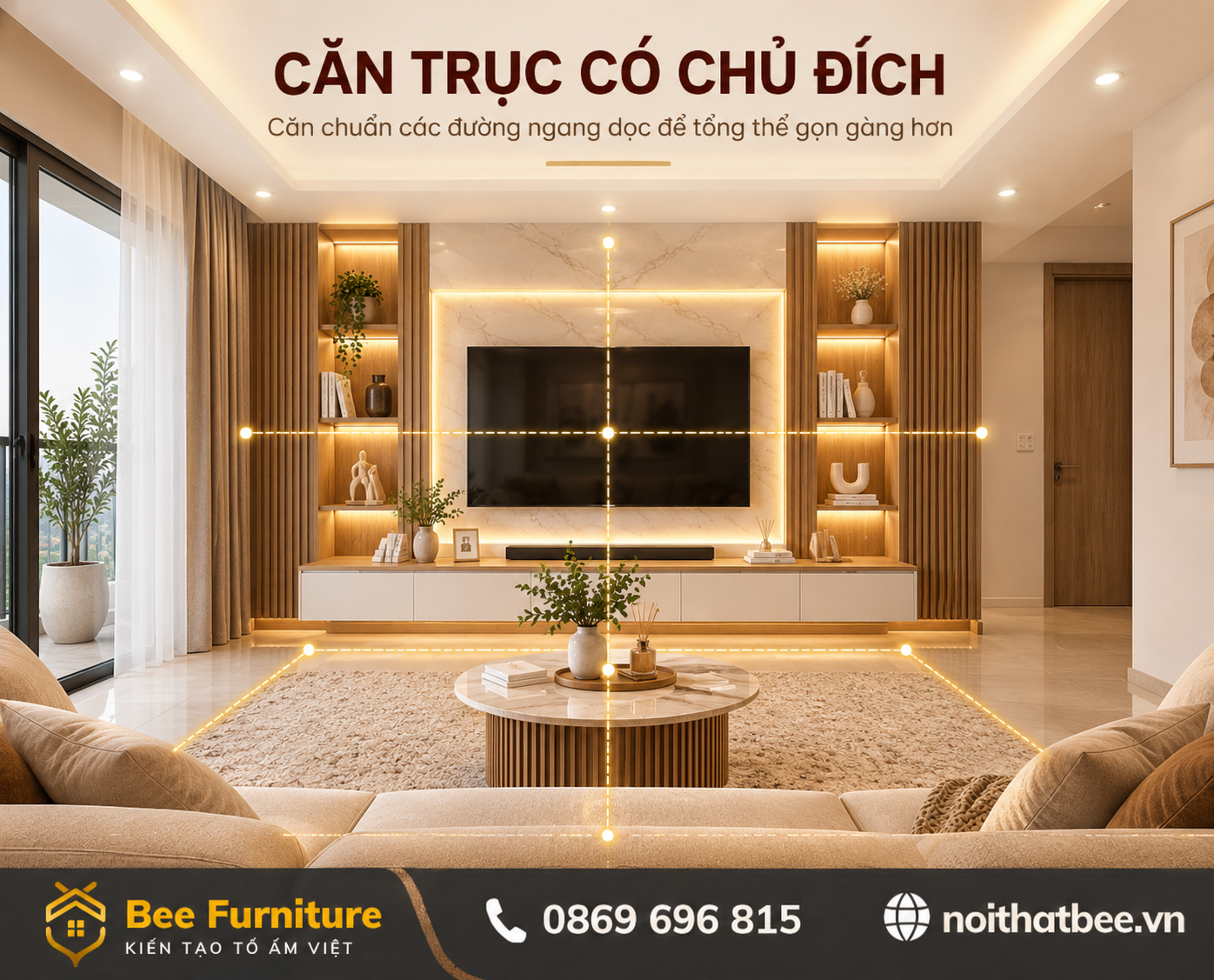 Căn trục phòng khách có chủ đích
