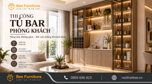 Thi công tủ bar phòng khách