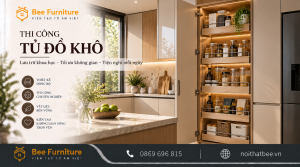 Thi công tủ đồ khô phòng bếp