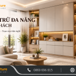 Thi công tủ lưu trữ đa năng phòng khách