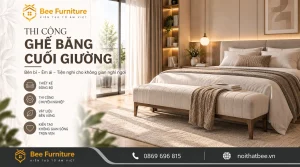 Thi công ghế băng cuối giường