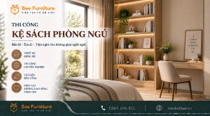 Thi công kệ sách phòng khách