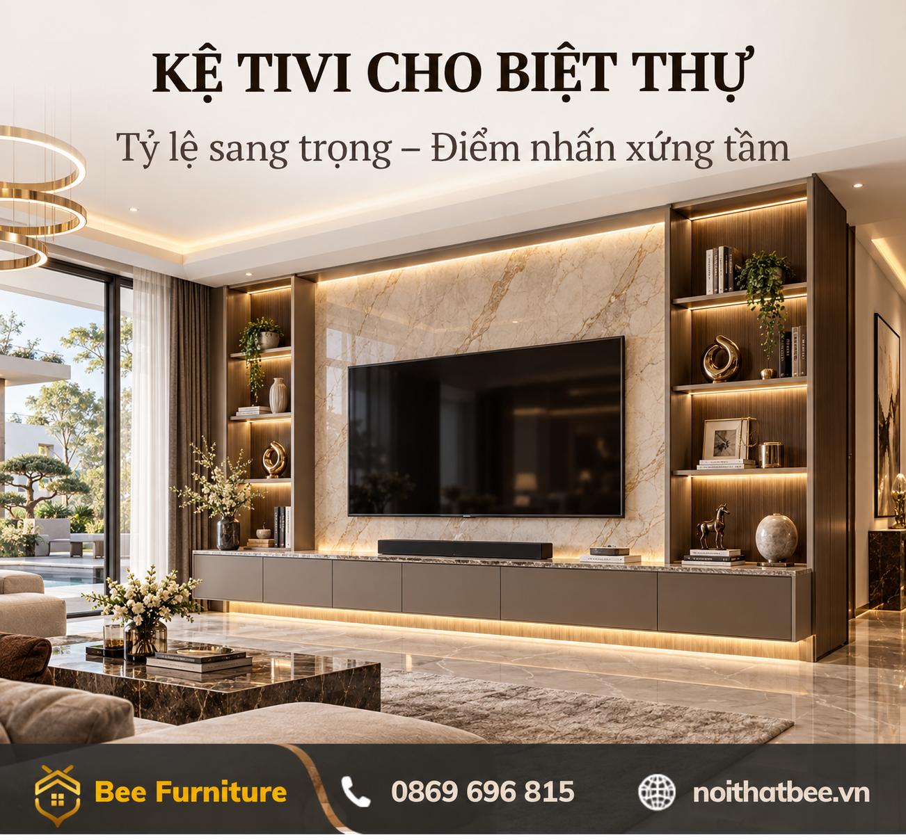 Kệ tivi cho biệt thự