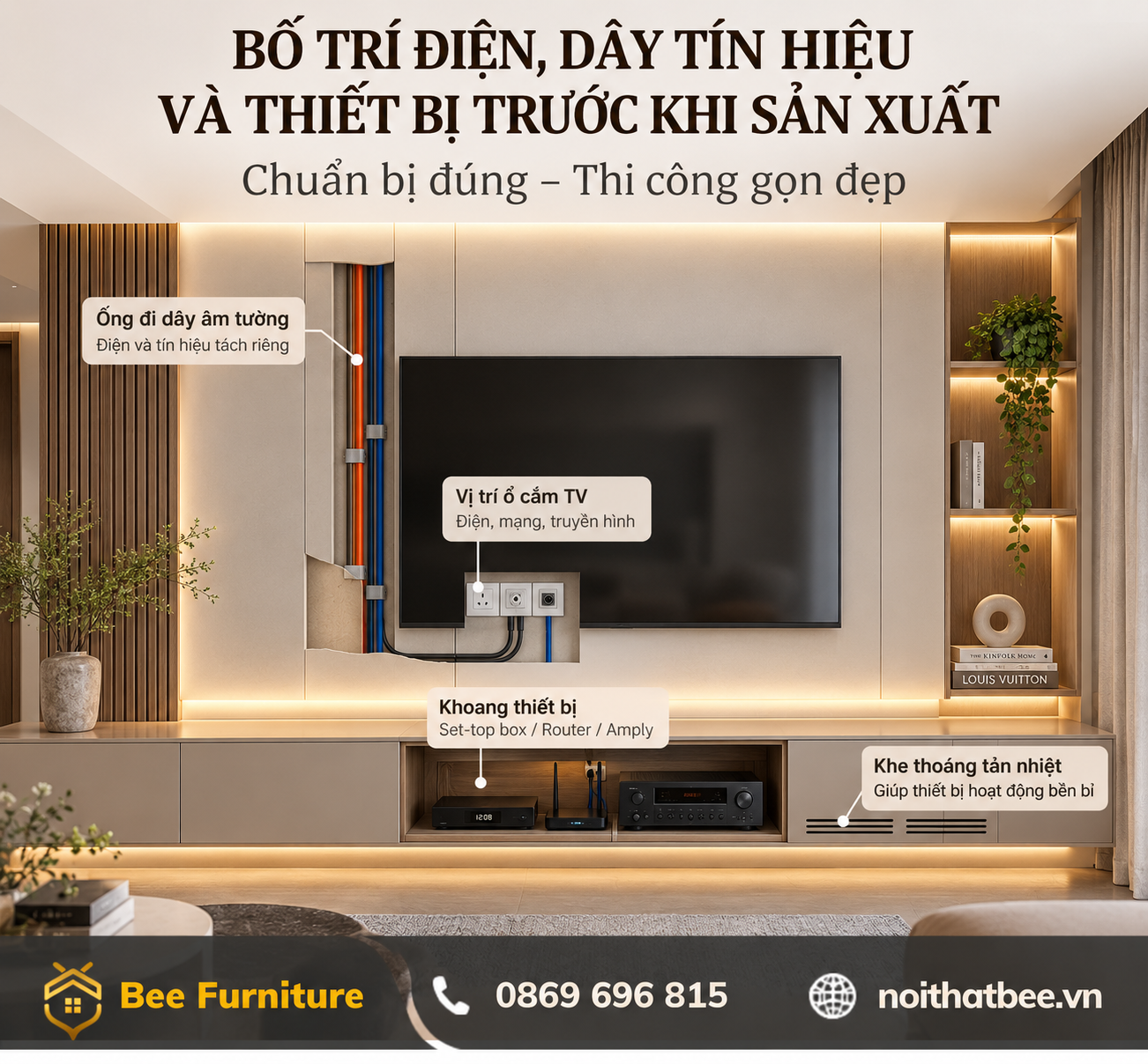 Bố trí điện, dây tín hiệu và thiết bị trước khi sản xuất