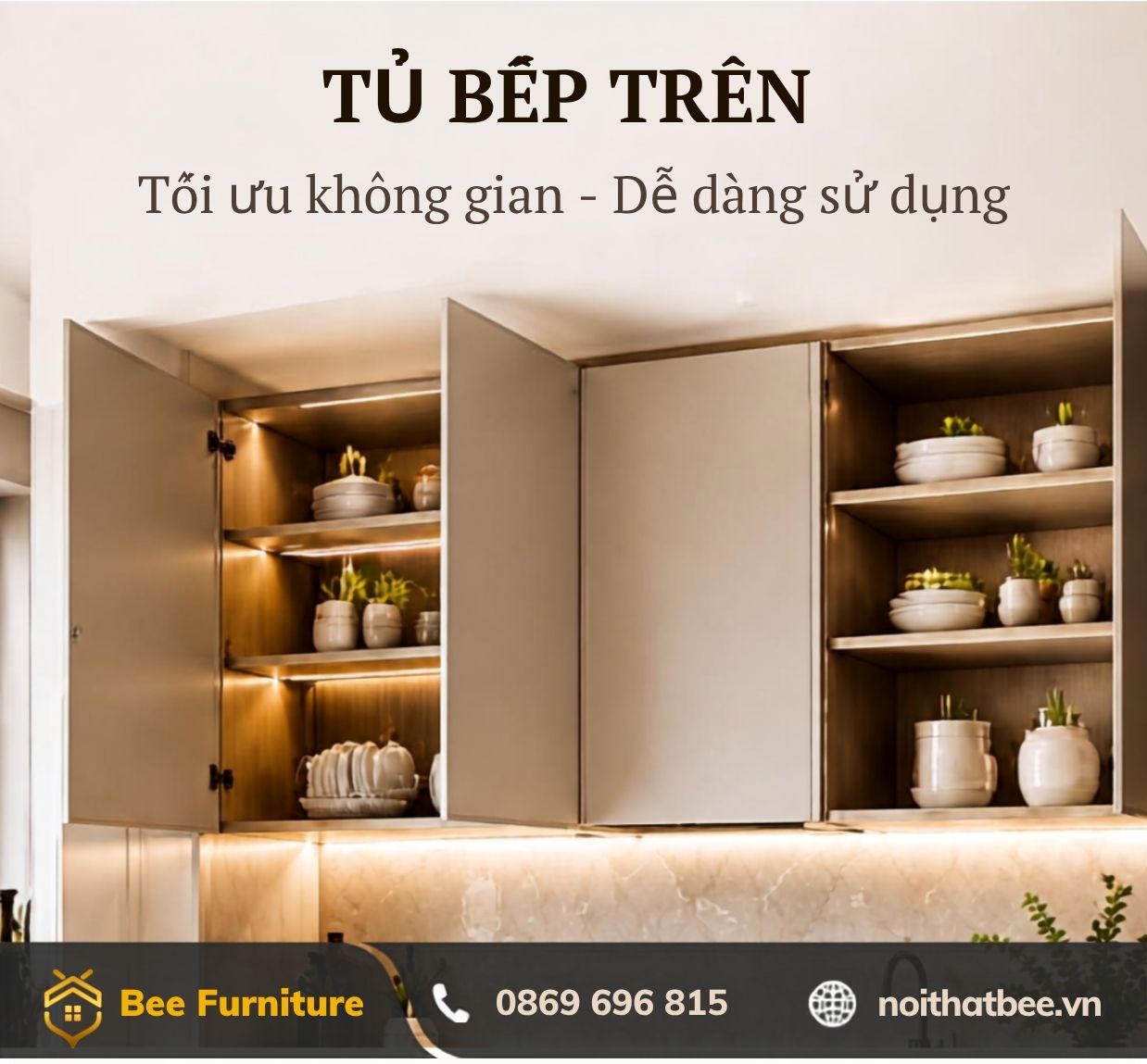 Tủ bếp trên thi công nội thất phòng bếp
