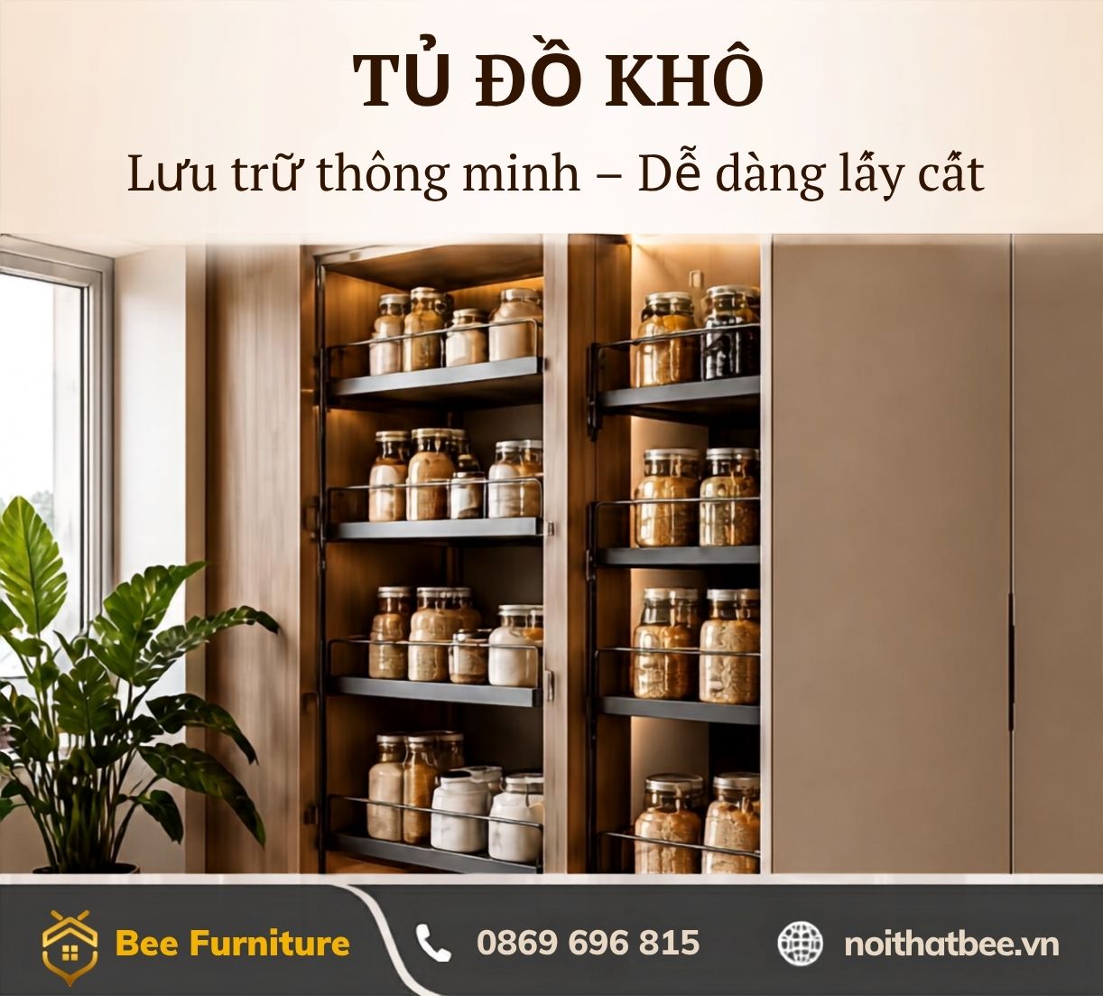 Tủ đồ khô nội thất phòng bếp