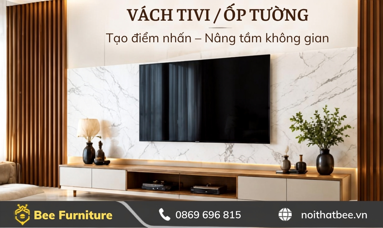 Vách Tivi hoặc Ốp tường phòng khách