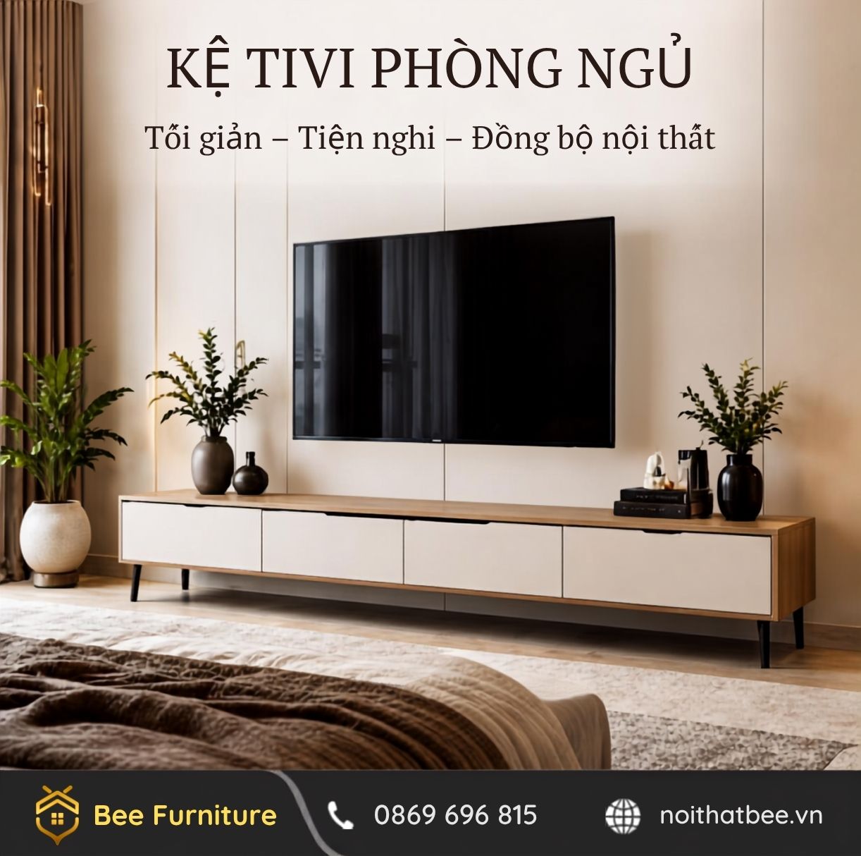 Kệ tivi trong phòng ngủ