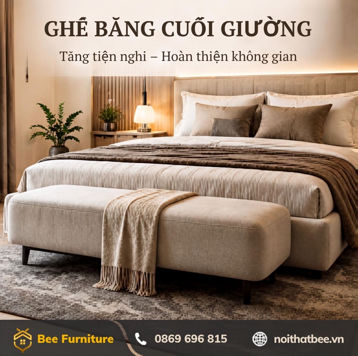 Ghế băng cuối giường trong phòng ngủ