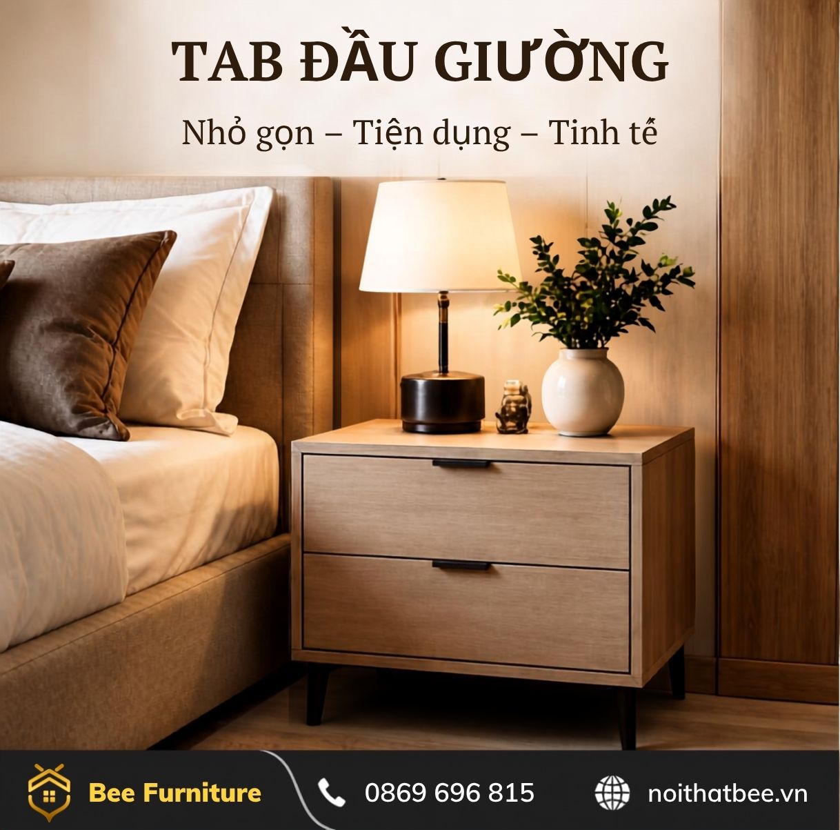 Tab đầu giường tăng tính nhỏ gọn - tiện dụng - tinh tế