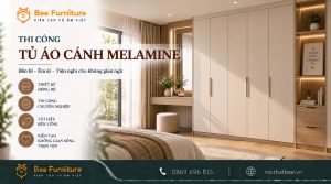 Thi công tủ áo cánh Melamine