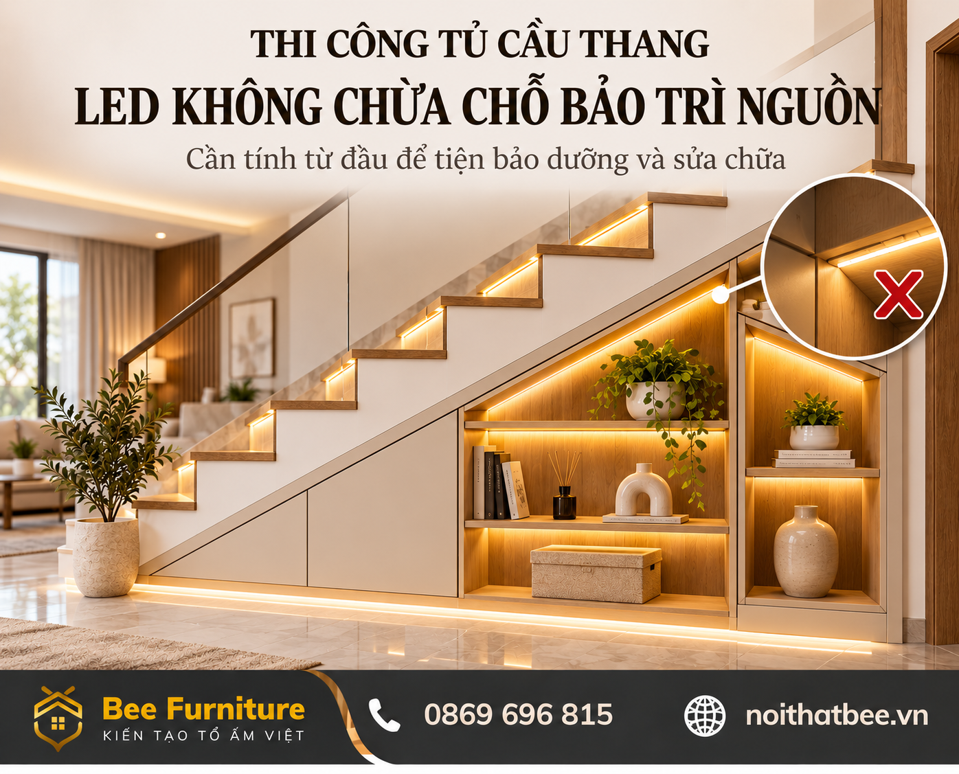 Bố trí LED nhưng không chừa chỗ bảo trì nguồn