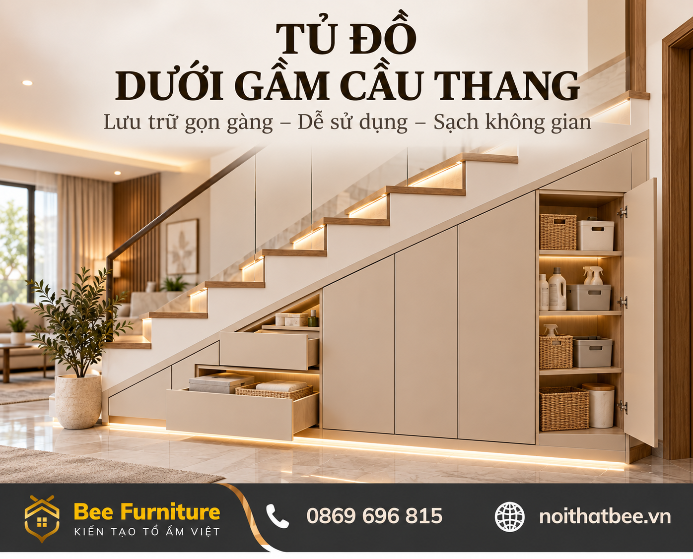 Tủ đồ dưới gầm cầu thang