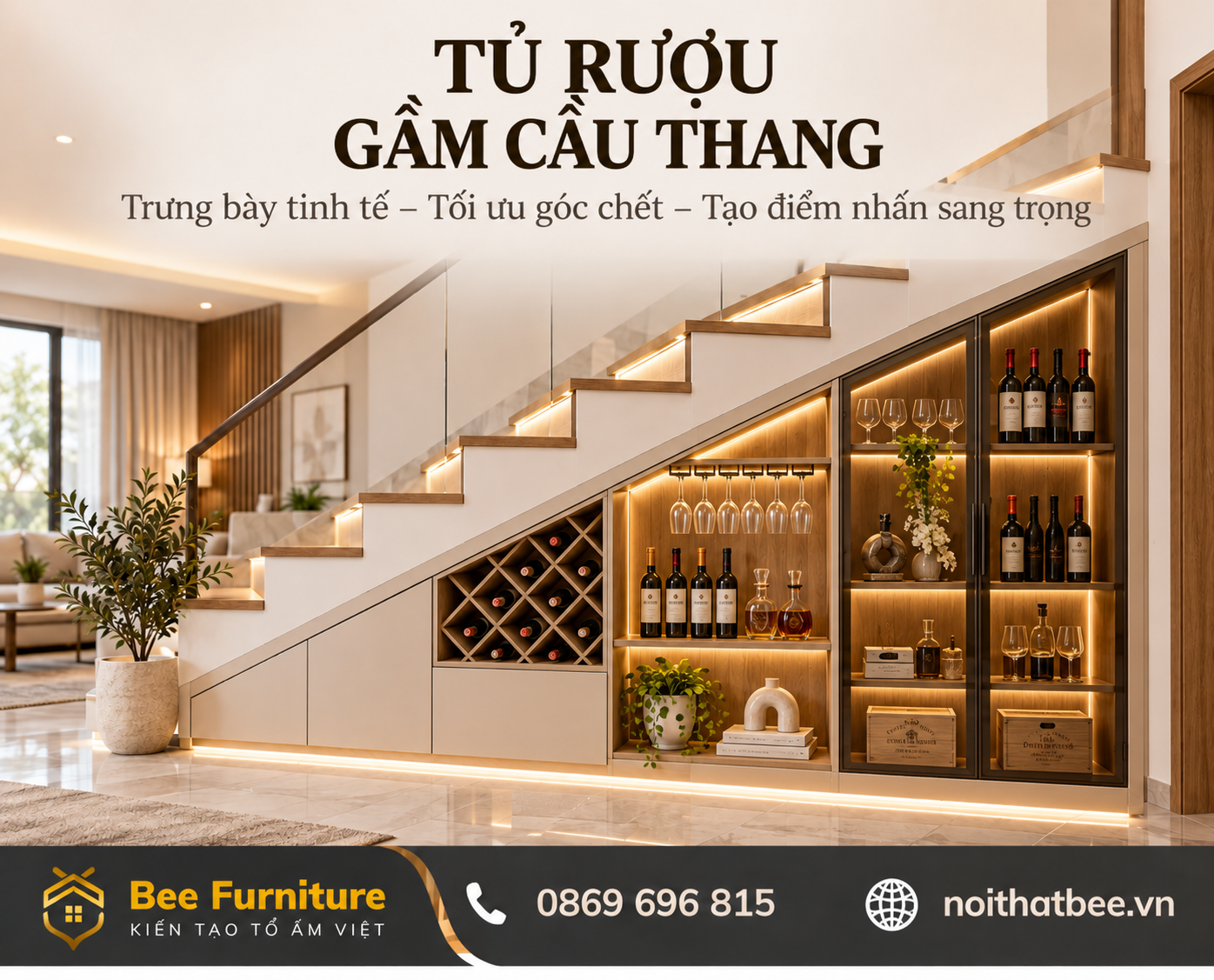 Tủ rượu gầm cầu thang