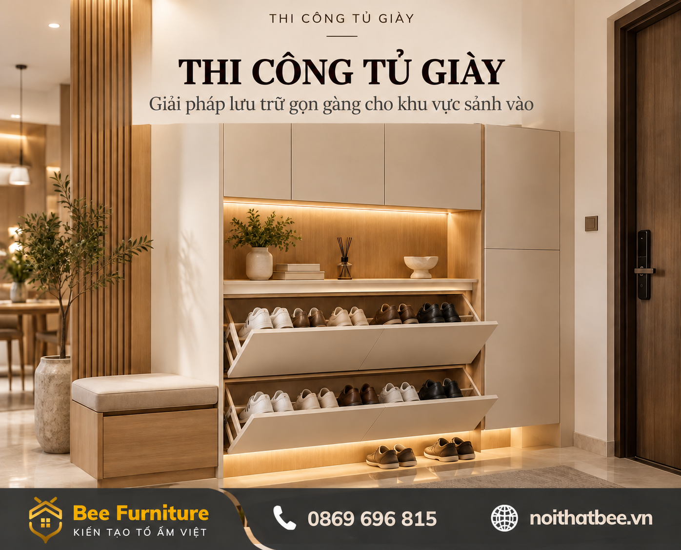 Thi công tủ giày