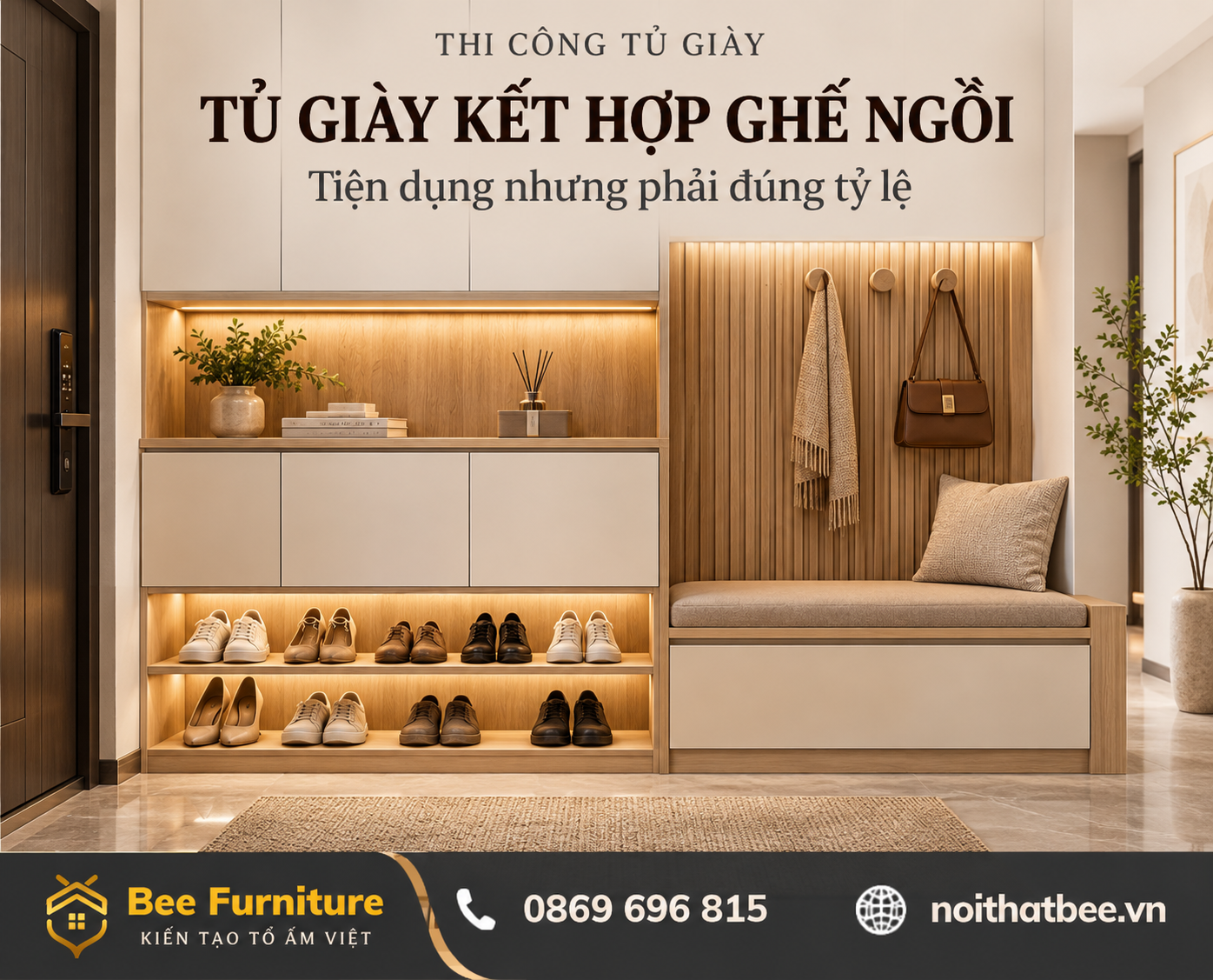 Tủ giày kết hợp ghế ngồi