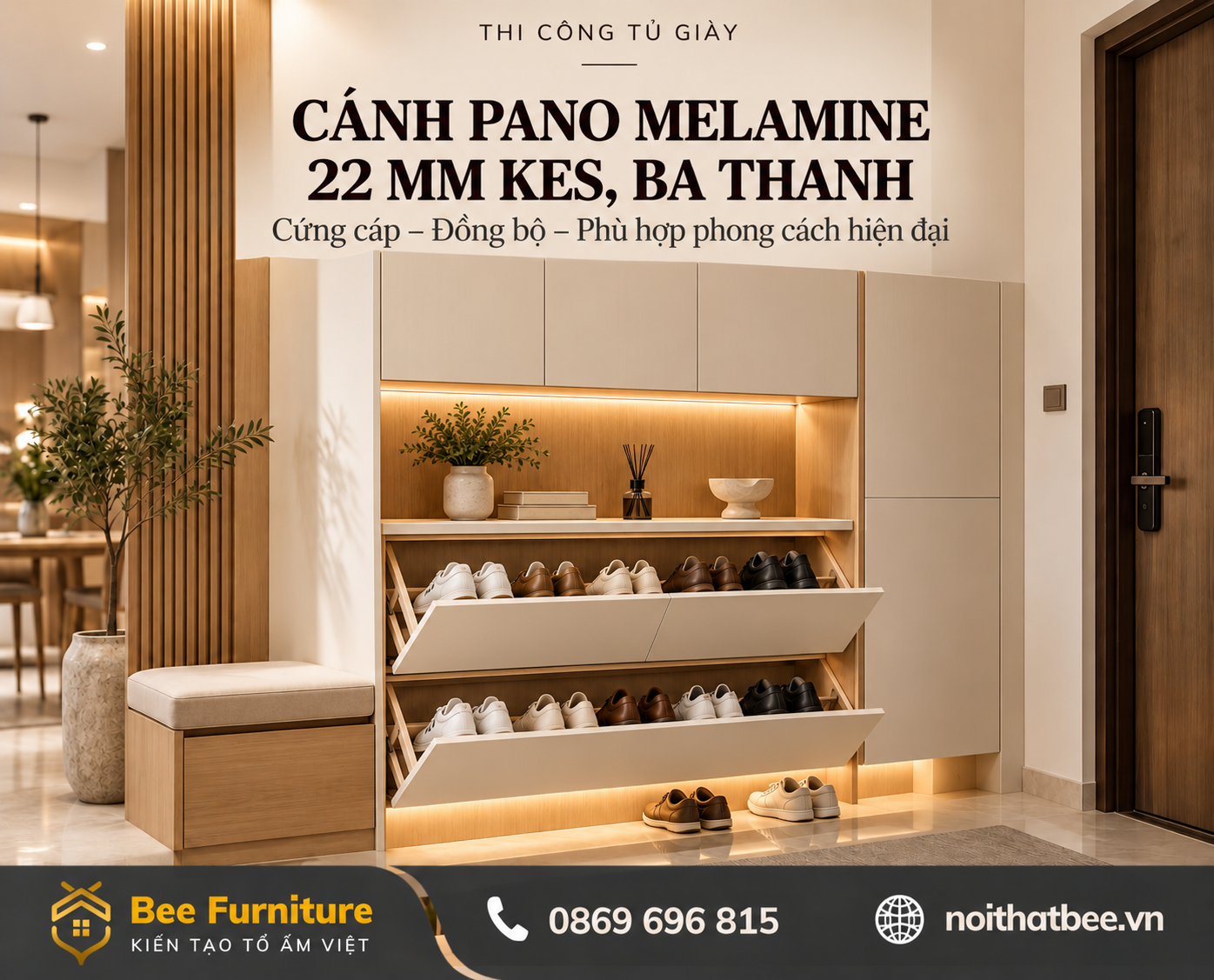 Cánh pano Melamine 22 mm KES, Ba Thanh