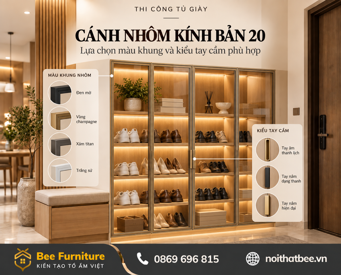 Cánh nhôm kính bản 20