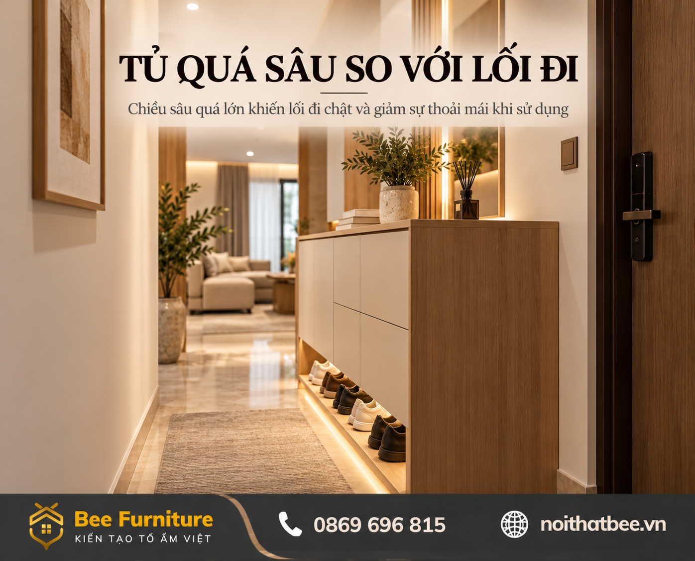 Tủ quá sâu so với lối đi
