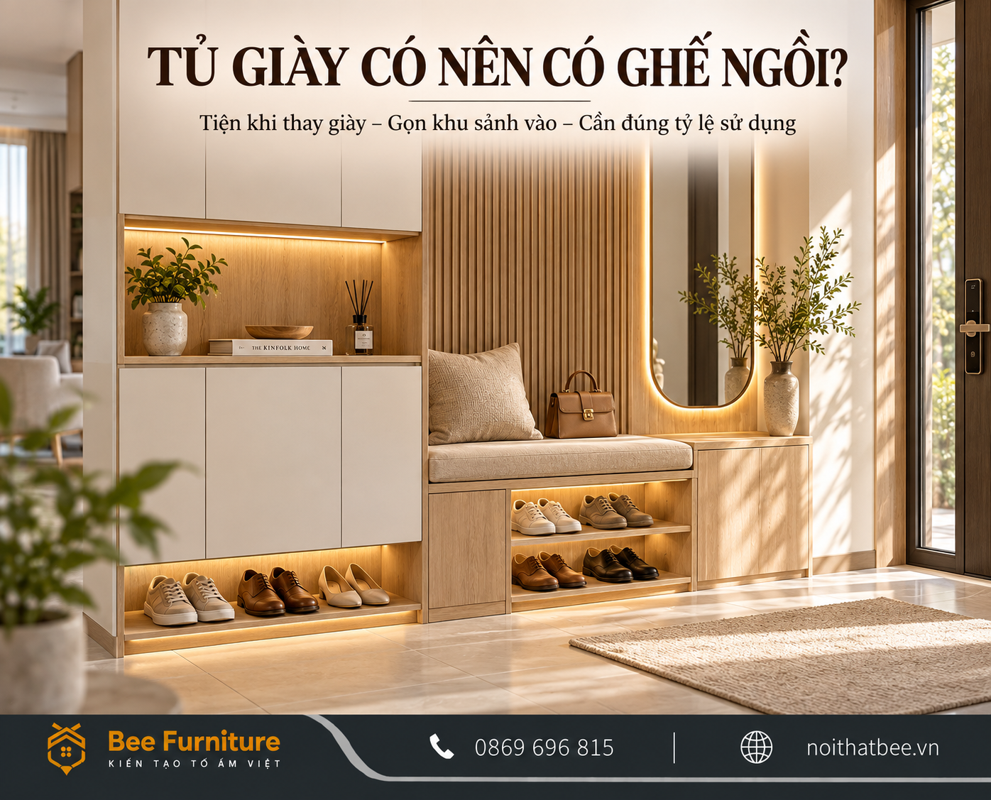 Tủ giày có nên có ghế ngồi?