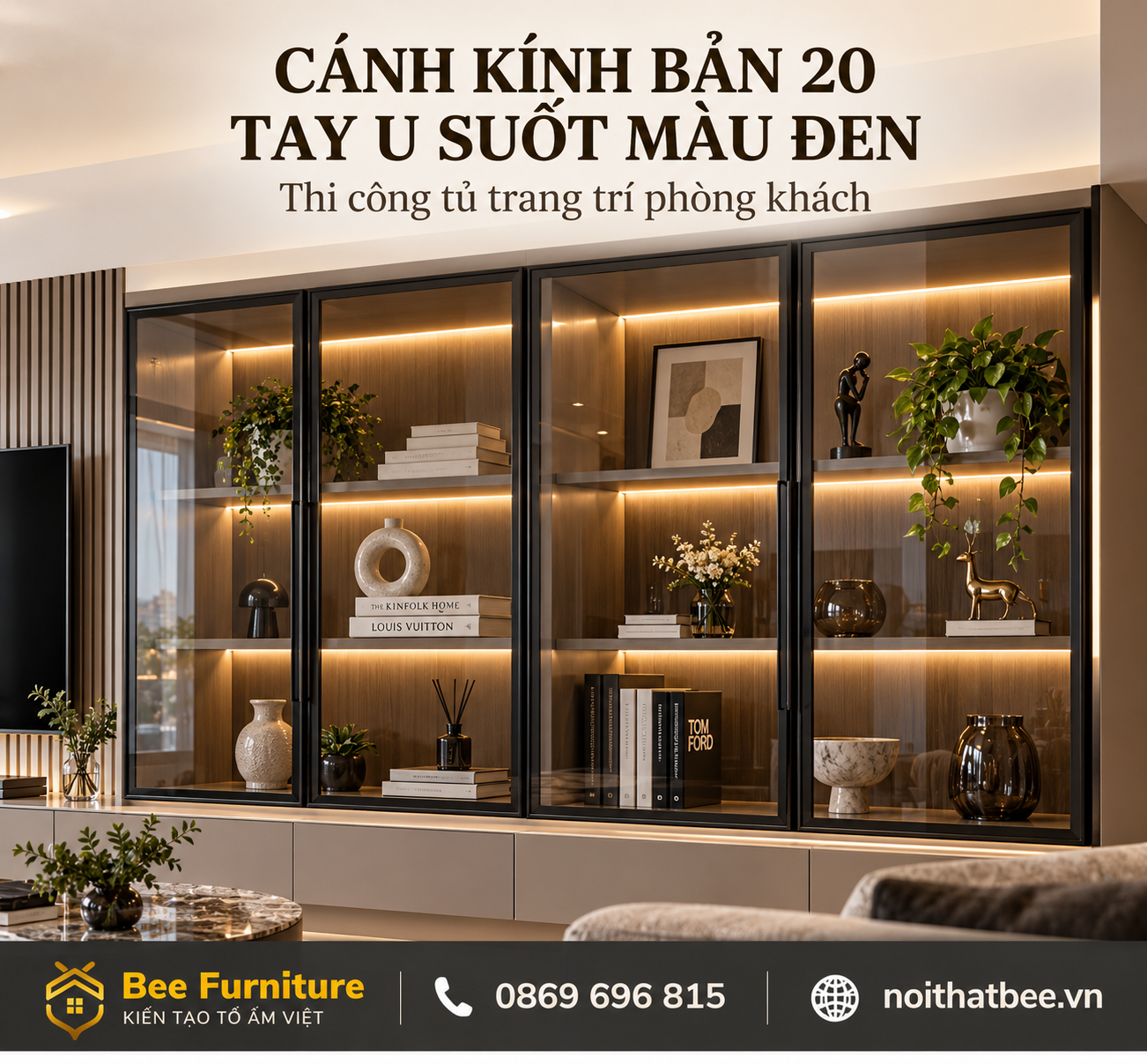 Cánh kính bản 20 tay U suốt màu đen