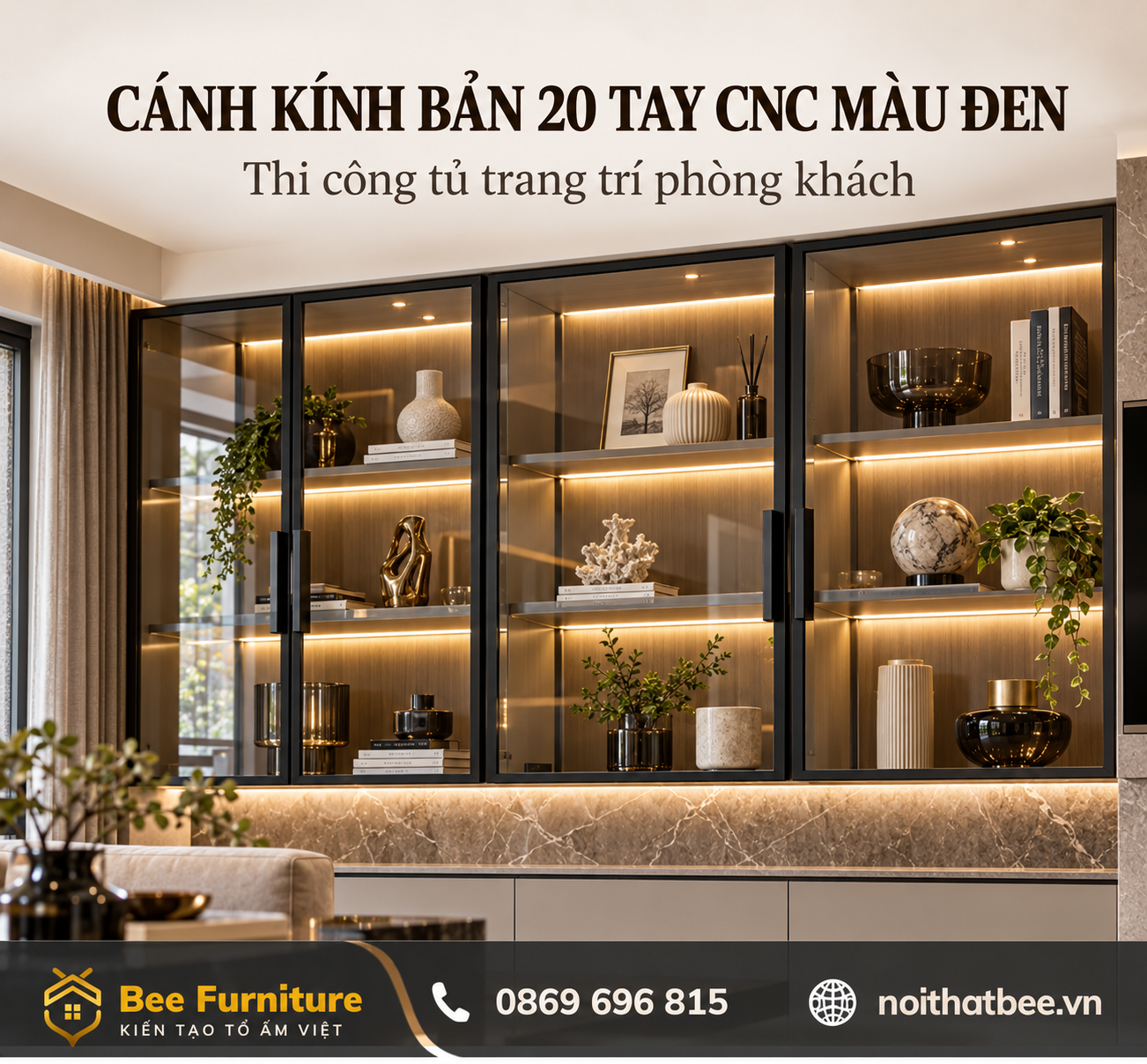Cánh kính bản 20 tay CNC màu đen
