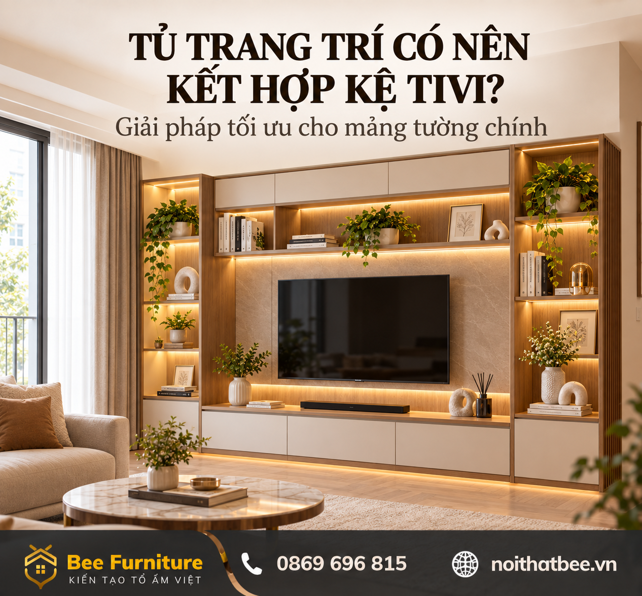 Tủ trang trí có nên kết hợp kệ tivi?