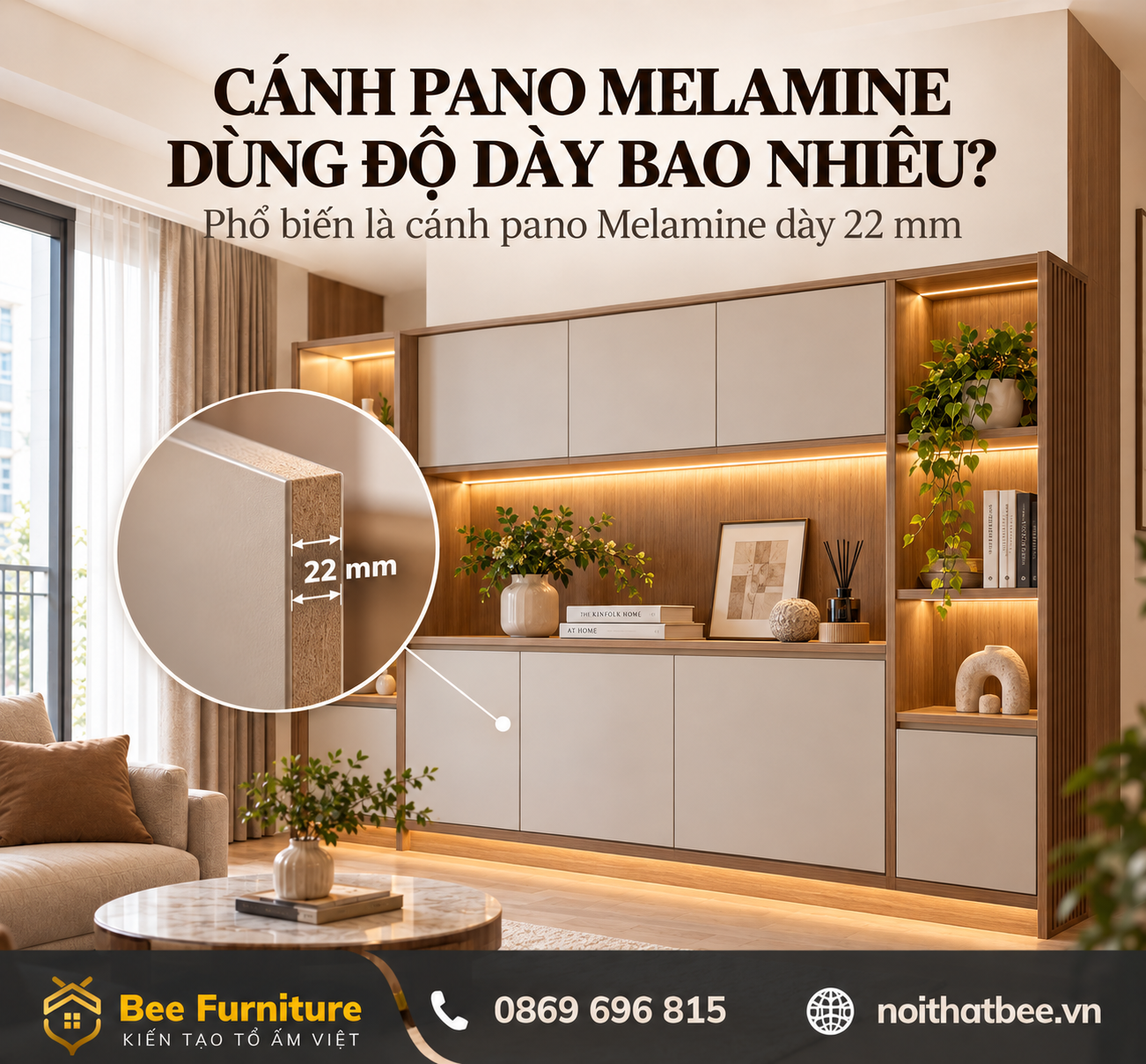 Cánh pano Melamine dùng độ dày bao nhiêu?