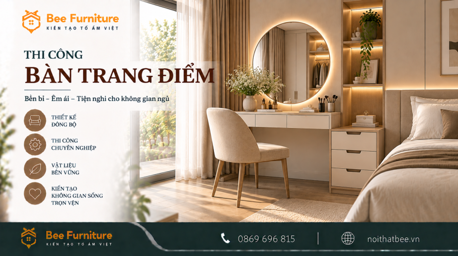 Thi công bàn trang điểm