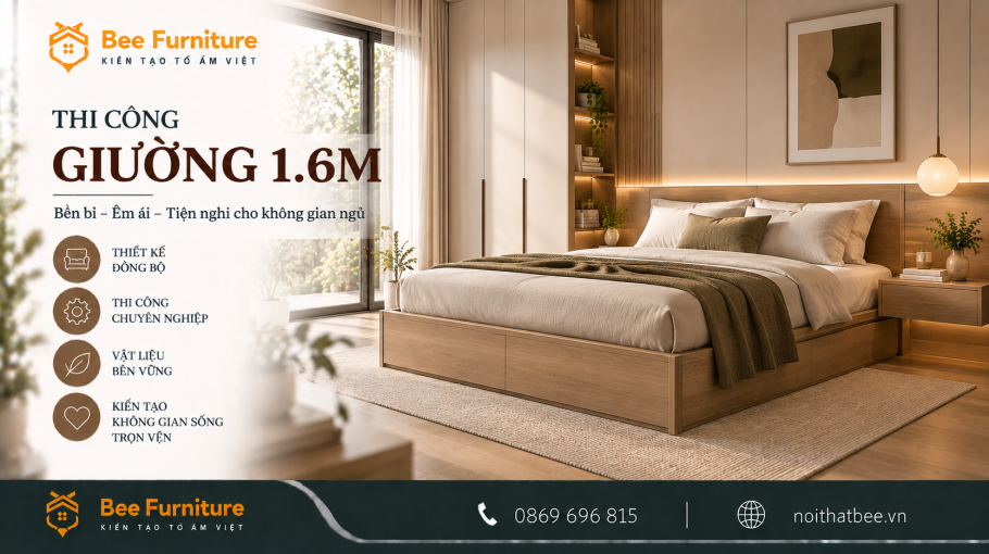 Thi công giường 1.6m