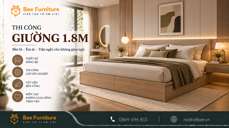 Thi công giường 1.8m