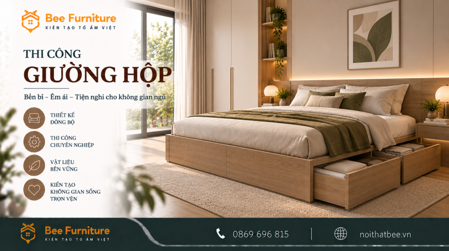 Thi công giường hộp