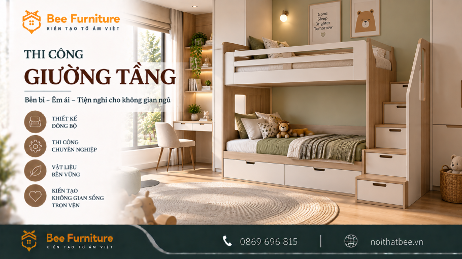 Thi công giường tầng