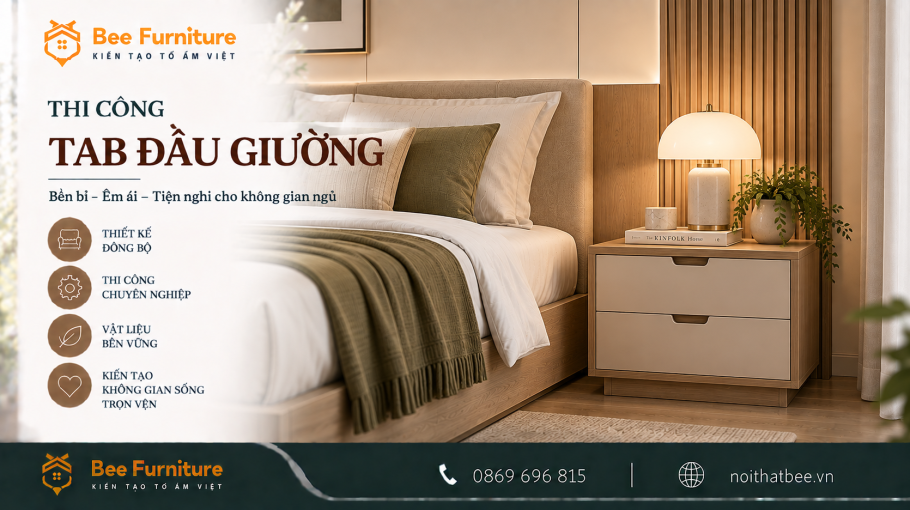 Thi công tab đầu giường