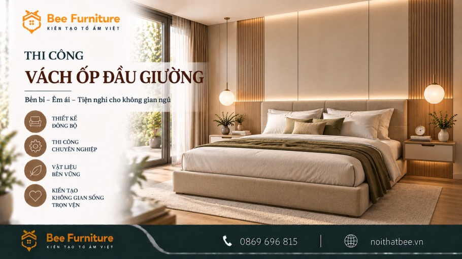 Thi công vách ốp đầu giường