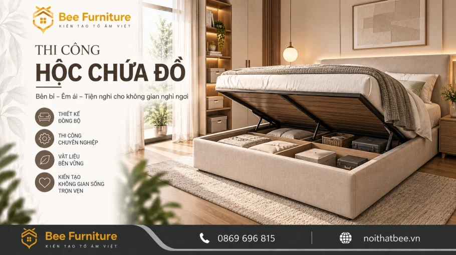 Thi công hộc chứa đồ