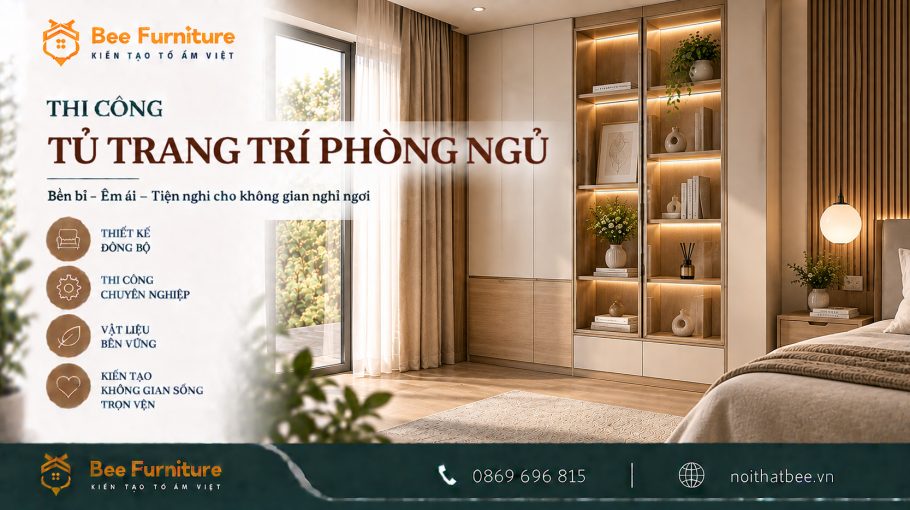 Thi công tủ trang trí phòng ngủ